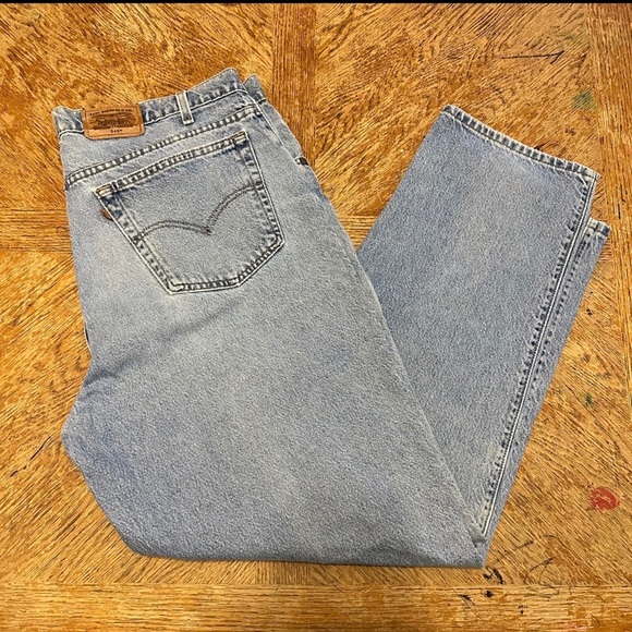 Vintage Levis 545 Jeans Mens 42x32 Loose Fit Brown Tab Light Wash Made In USA